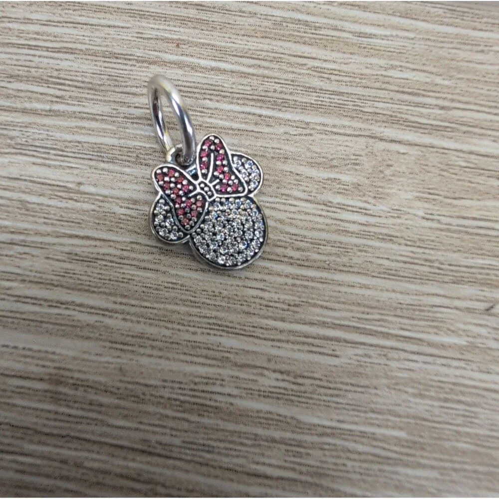 Lot Of 2 PANDORA 925 Sterling Silver Disney Mini Charm Pendants Mickey & Minnie